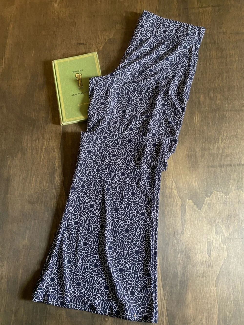 Navy & White Floral Wide Leg Pant
